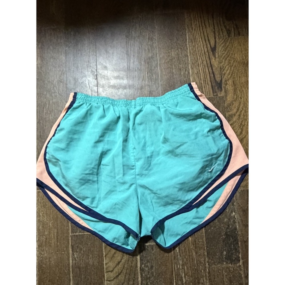 Nike Running Shorts Womens Size L Teal Blue Dri-Fit Athletic Mesh Trim Casual